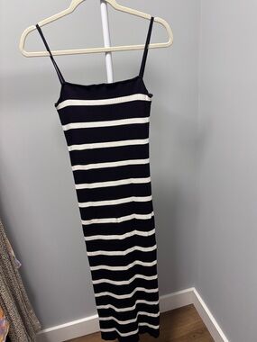 Zara knit camisole maxi dress in black and white